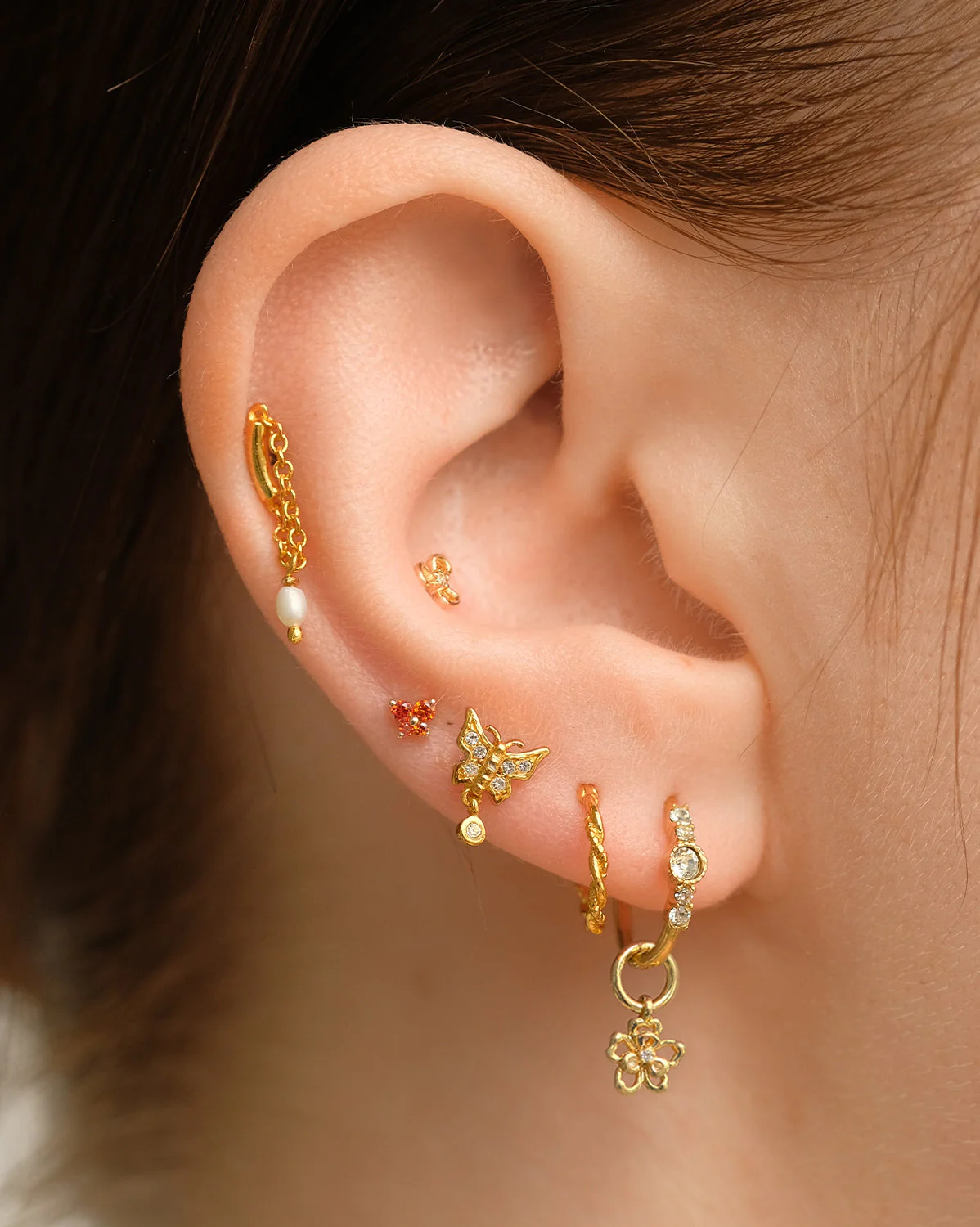 14K Solid Gold Chihiro Flower Stud - Image 6