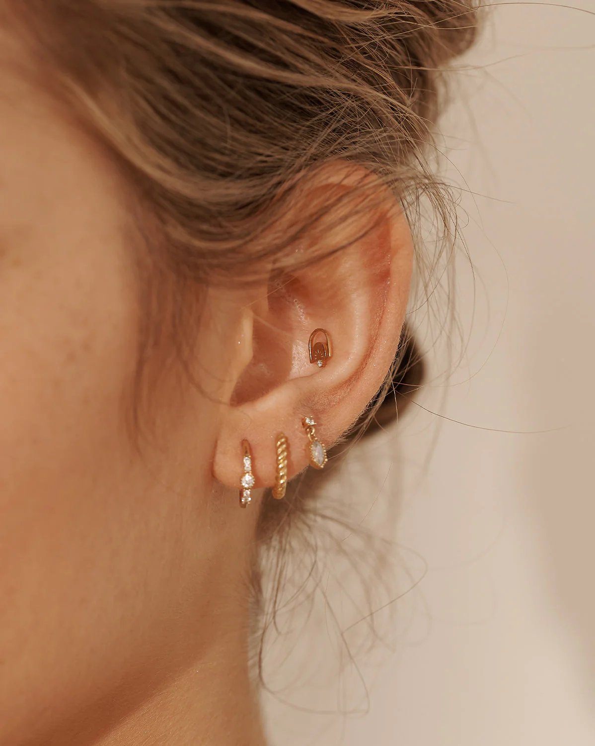 14K Solid Gold Dawn Single Stud - Image 5