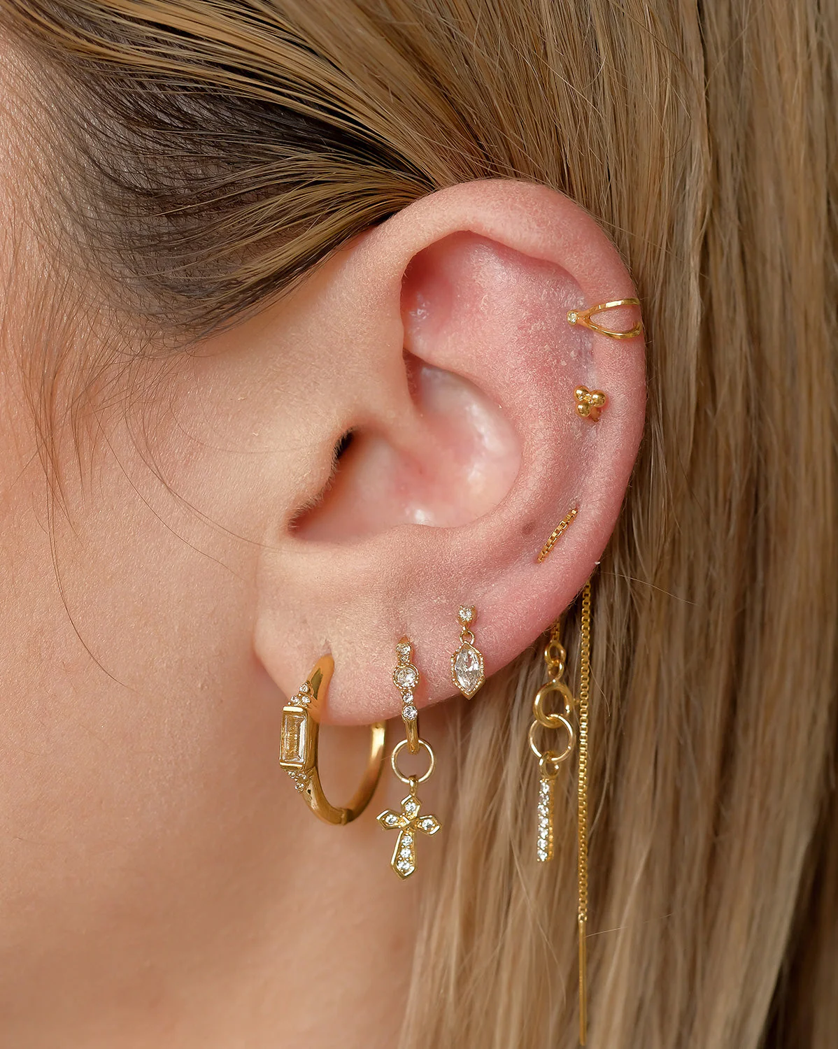 14K Solid Gold Faye Wishbone Single Stud - Image 4