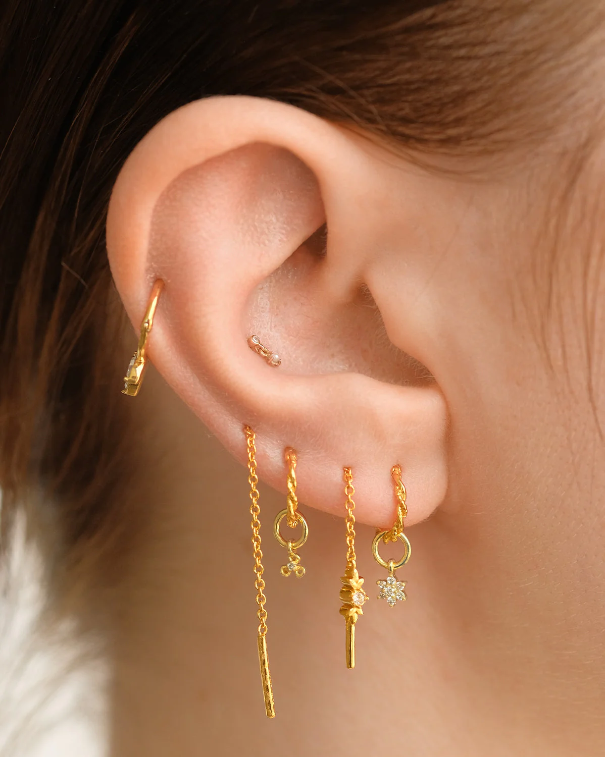 14K Solid Gold Madonna Tiny Pearl Stud - Image 8