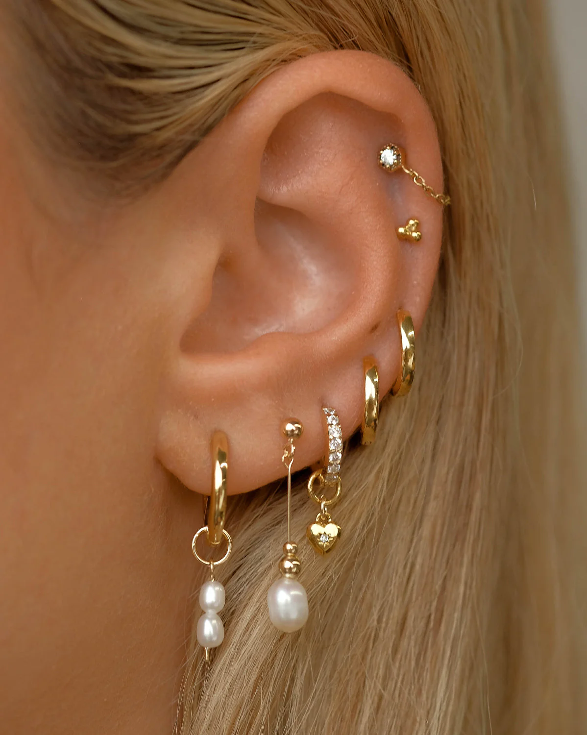 14K Solid Gold Trinity Single Stud - Image 6