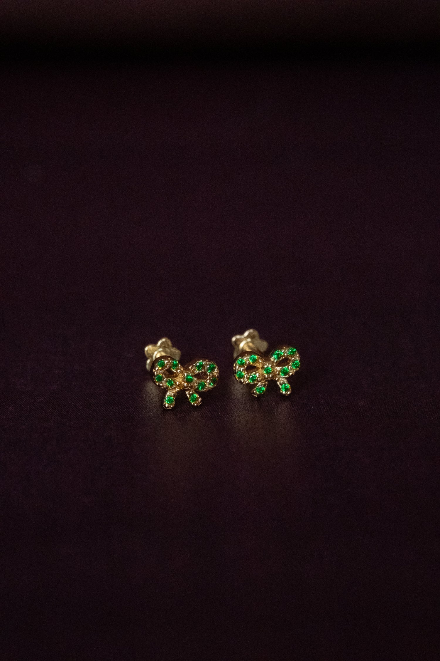 Bow Pave Piercings - Emerald CZ - Image 3