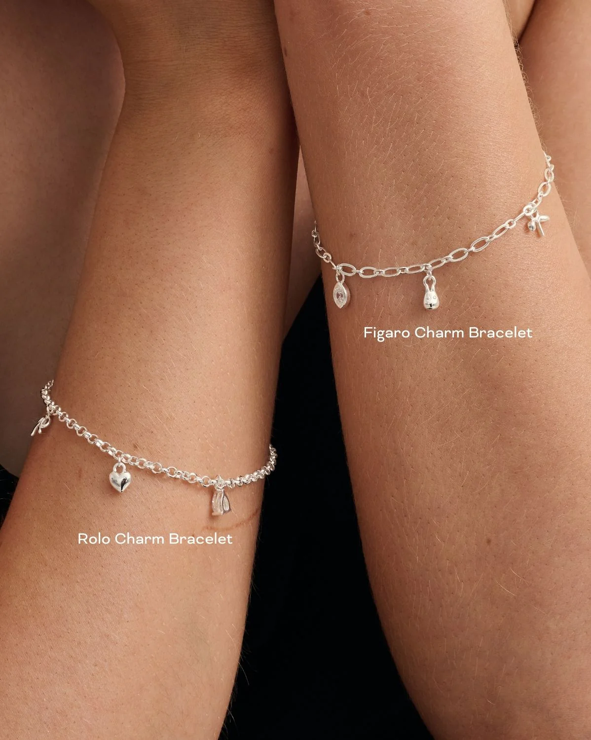 Figaro Charm Bracelet - Sterling Silver - Image 5