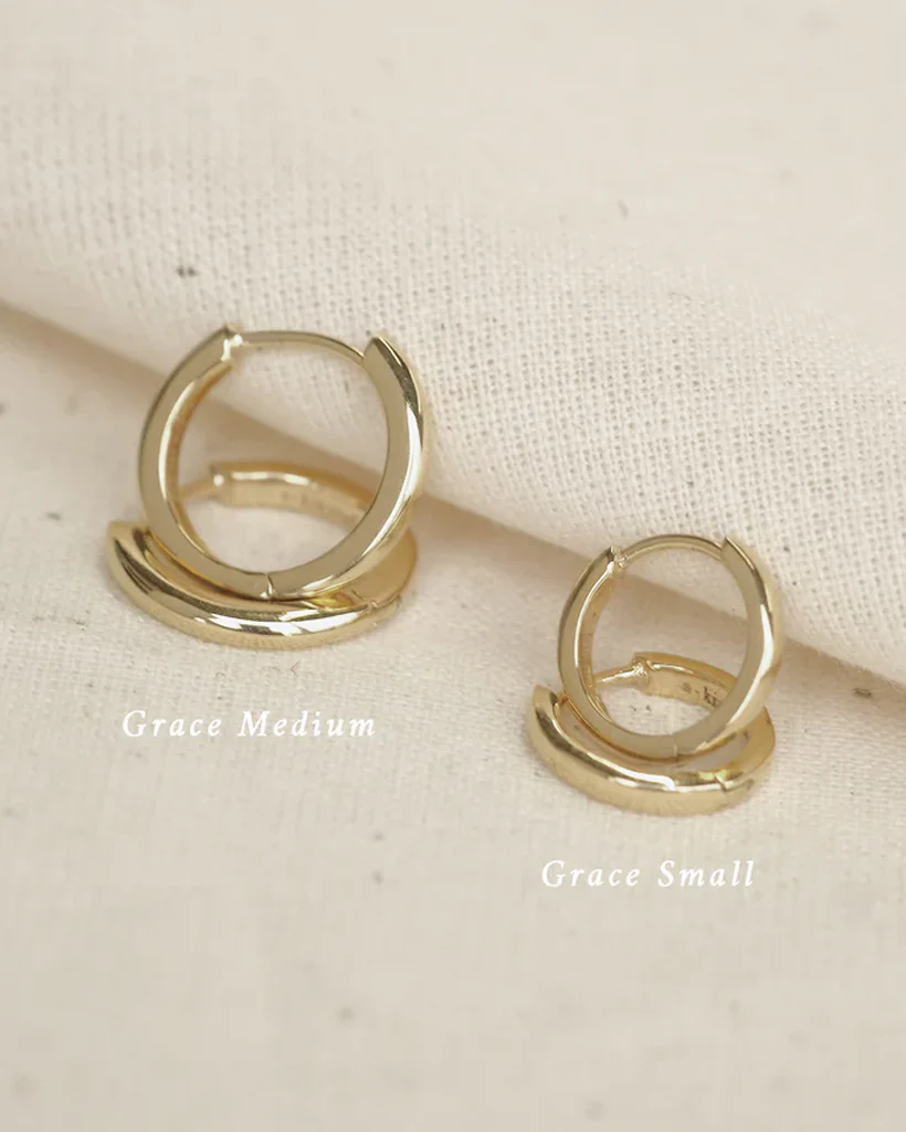 Grace Small Solid Gold Hoops - Image 3