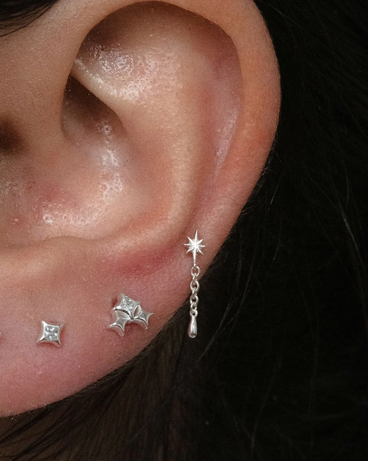 Hoshi Starburst Chain Stud - Sterling Silver - Image 2
