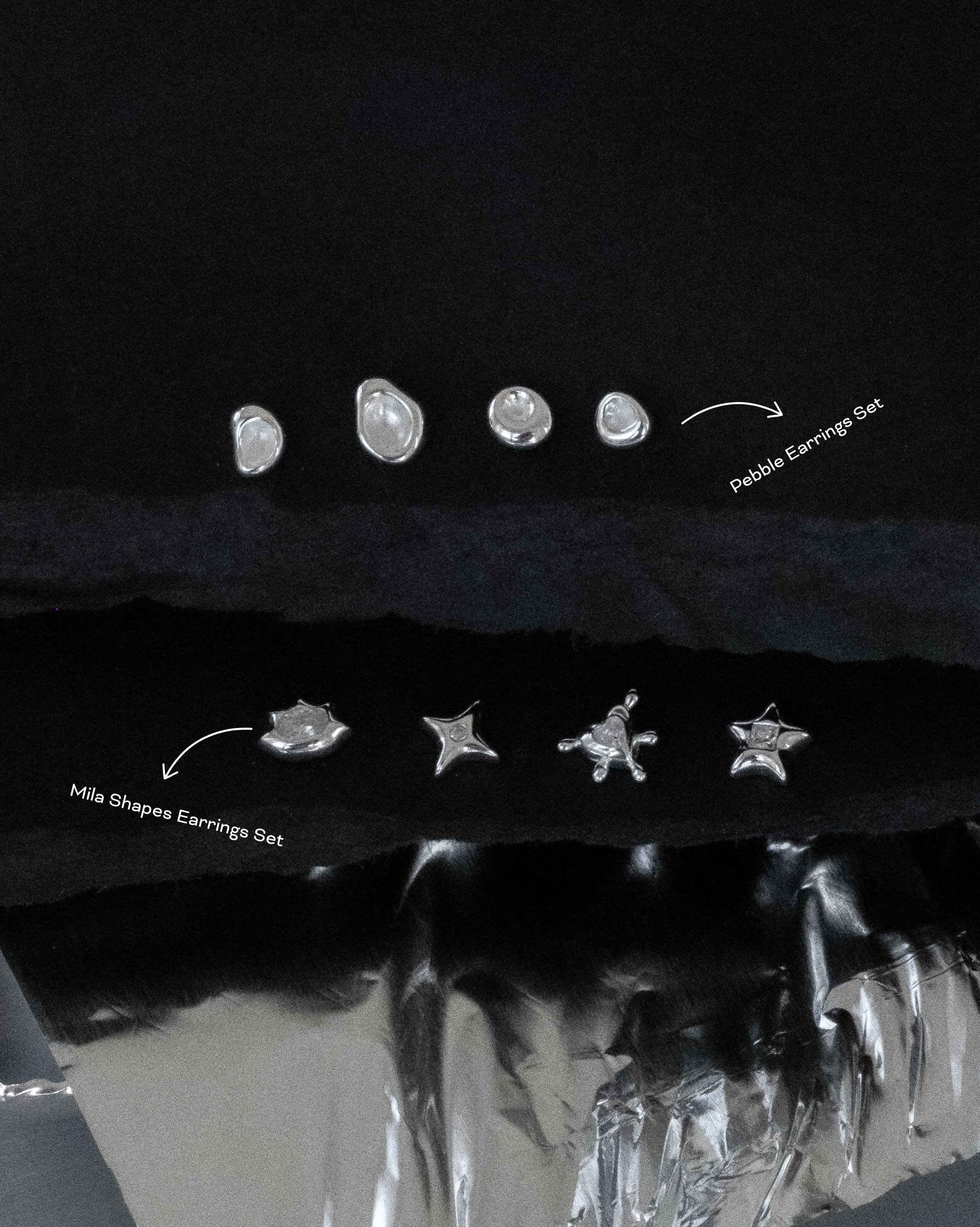 Mila Shapes Earrings Set - Sterling Silver - Image 6