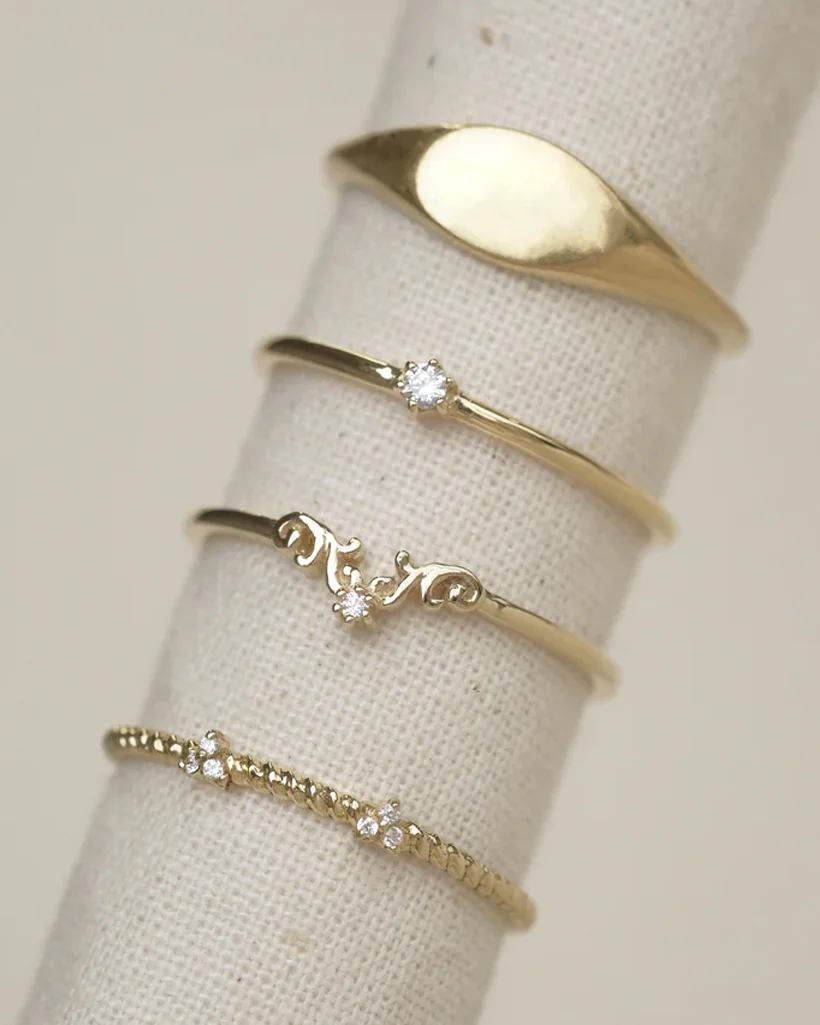 Primrose Solid Gold Petite Diamond Ring - Image 5