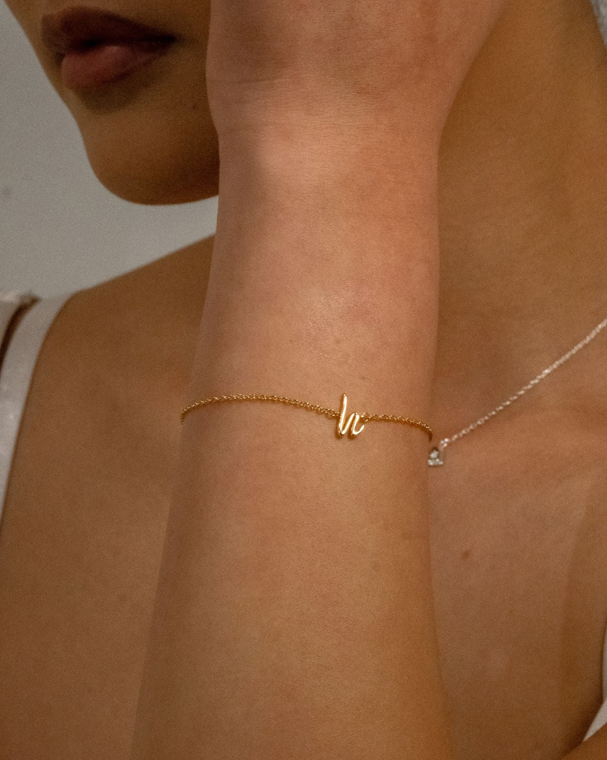 Single Cursive Initial Bracelet - Image 4