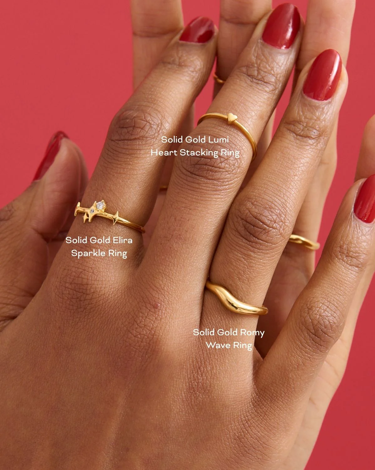 Solid Gold Lumi Heart Stacking Ring - Image 7