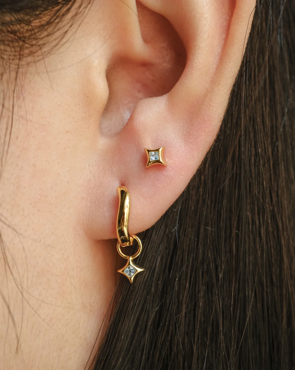 Sparkle Piercing - Aquamarine CZ ( March) - Image 2