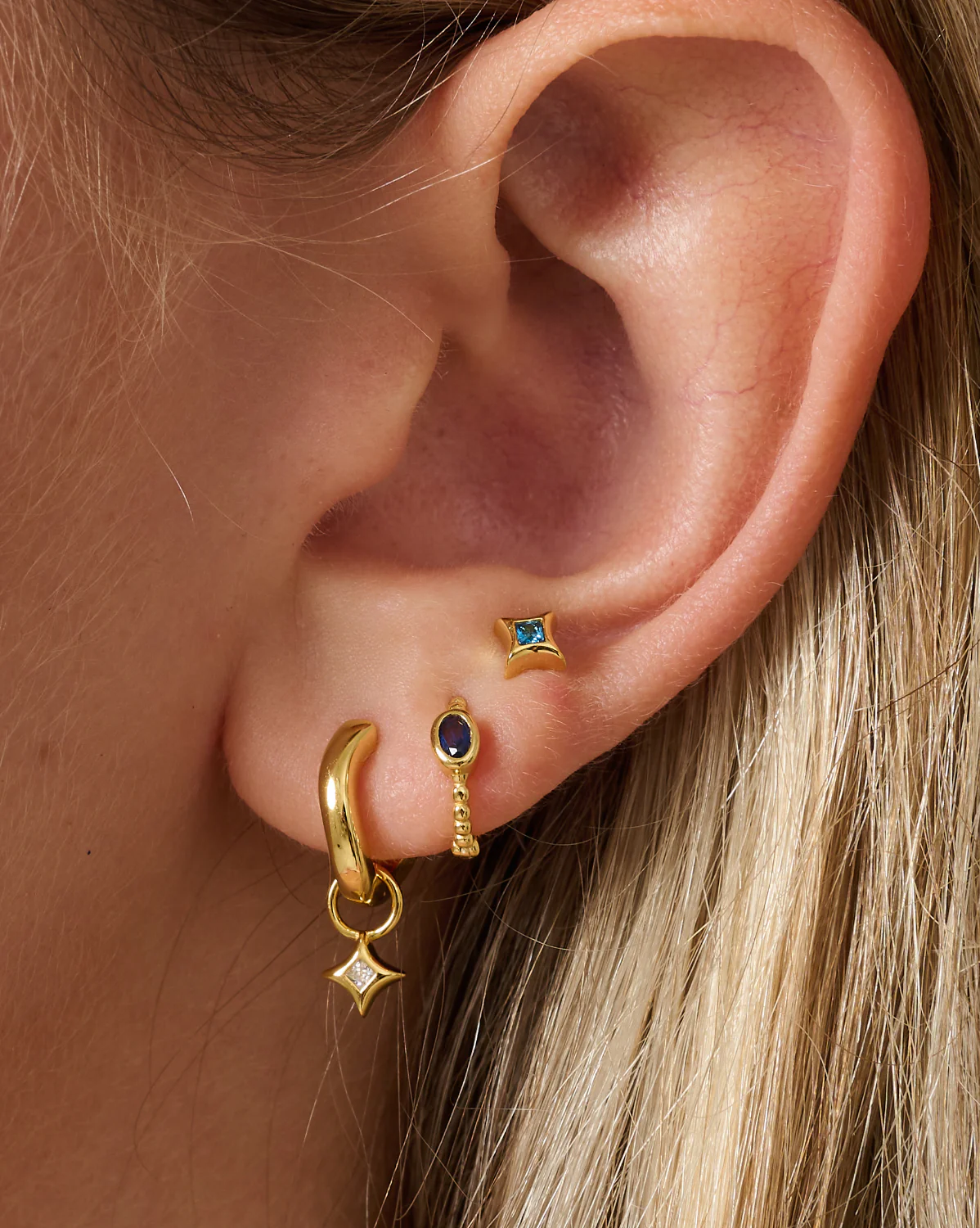Wavy Sparkle Charm Hoops - Diamond CZ (April) - Image 7